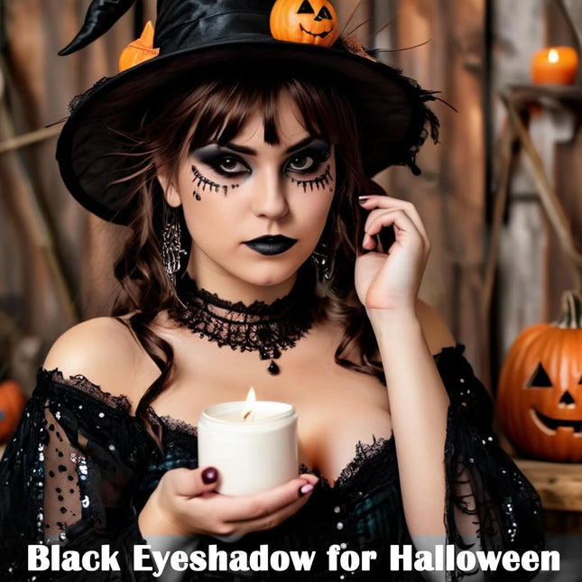 MEICOLY Black Eye Shadow with Mirror,Matte Single Eyeshadow for Halloween,Presse