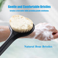 VANZAVANZU Dry Brushing Body Brush, 17-Inch Anti-Slip Handle Back Scrubber for Shower, Wet & Dry Brush with Natural Boar Bristles for Lymphatic