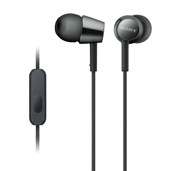 Sony MDREX155AP In-Ear Earbud Headphones/Headset with Mic for Phone Call, Black (MDR-EX155AP/B)