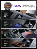 LISEN Car Charger USB C, 69W Cigarette Lighter USB Charger Adapter, Car Accessories Gifts for Men, Mini USBC Cars Fast Charging Adapter USBC Type