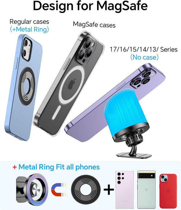 for Magsafe Car Mount Vent【20 Strong Magnets】for iPhone Magnetic Car Mount【360°】Cell Phone Mount for Car【Hands Free】Air Vent Phone Holders for