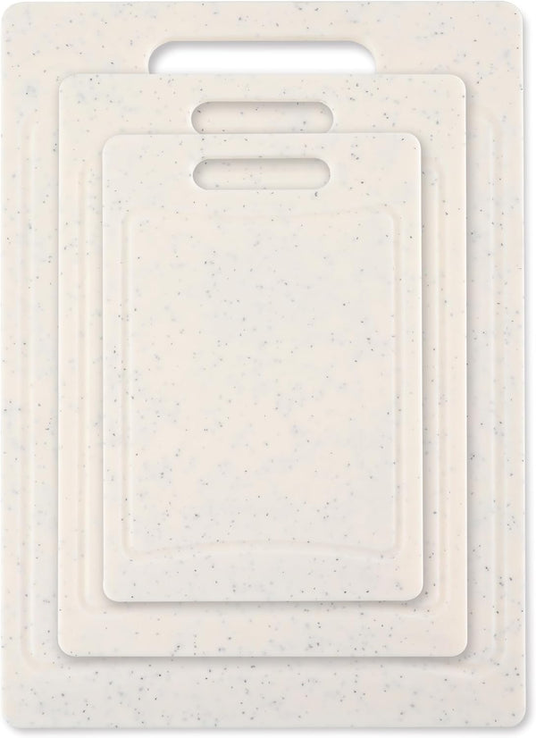 COOK WITH COLOR Non-Slip Cutting Board Set – Kitchen Essentials with Easy Grip Handle for Meat, Veggies, and Fruits, 3 Cutting Boards, Speckled