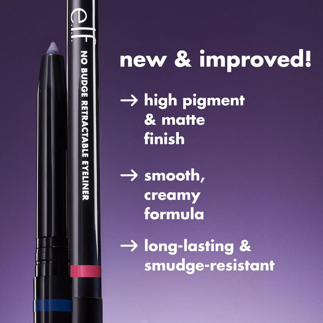 E.L.F. No Budge Retractable Eyeliner, Creamy, Ultra-Pigmented & Waterproof, Crea