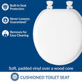 Mayfair Padded Toilet Seat, Cushioned Soft Vinyl over Wood Core Seat, Secure Hinges, Easy Clean, Made in USA, Round, White Round White Toilet Seat