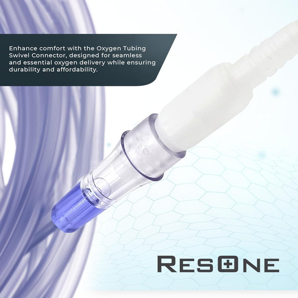 ResOne Oxygen Tubing Swivel Connector, 5‑Pack – 360° Rotating O2 Hose Coupler for Standard Oxygen Tubing, Leak‑Resistant Barbed Design,