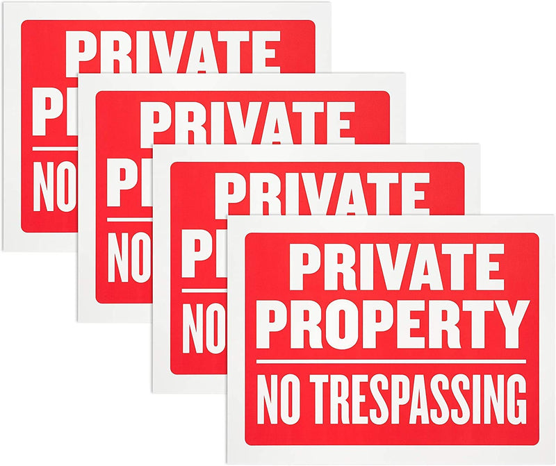 8 Pack Private Property No Trespassing Sign 9 x 12 Inch Weatherproof, Water Resistant, Easy to Mount, Durable Ink, Indoor and Outdoor Keep, for