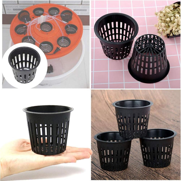 Panxxsen 50 Pack 3 Inch Net Pots Cups for Hydroponics, Slotted Mesh Net Cups for Aquaponics Orchids Vegetables, Heavy Duty Plastic Planting