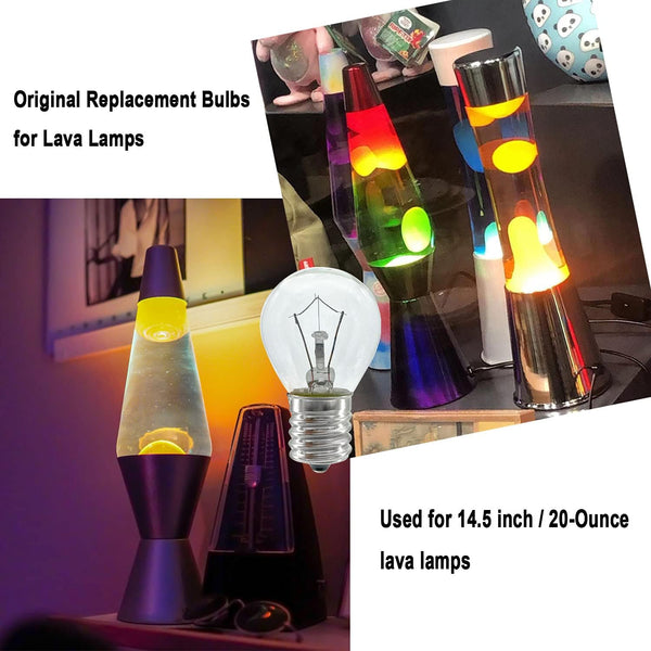 Lava Lamp Bulb, 6 Pack 25 Watt Lava Lamp Light Bulb, S11 E17 Base 120 Volt Lava Lamp Replacement Bulb for 14.5 Inch Glitter and Lava Lamps -