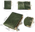 AOXONEL Womens Wallet Small Rfid Ladies Compact Bifold Leather Vintage Coin Purse With Zipper and Kiss Lock Green