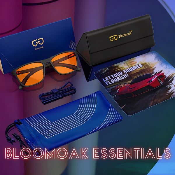 Bloomoak-99% Blue Green Light Blocking Glasses - Gaming Glasses - anti Glare - anti Fatigue -Suitable for Screens, Games, Tvs