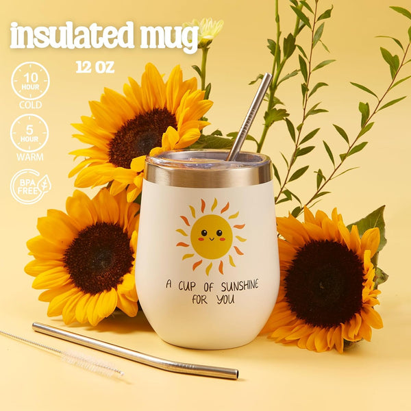 Sunflower Gifts for Women, Sending Sunshine Gift Basket, Get Well Soon for Sick Friend, Feel Better Care Package after Surgery Recovery, Thinking