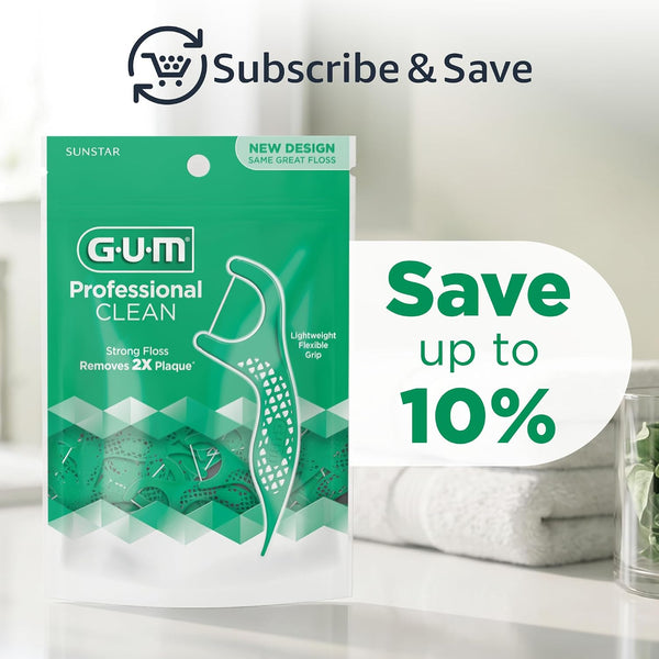 GUM Professional Clean Dental Floss Picks, 150 Count 150 Foot (Pack of 1)
