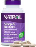 Natrol Sleep & Restore Capsules - Calm Magnesium Glycinate, Magnesium Sleep Aid with GABA, Melatonin 5Mg, Botanical Blend, 30 Day Supply
