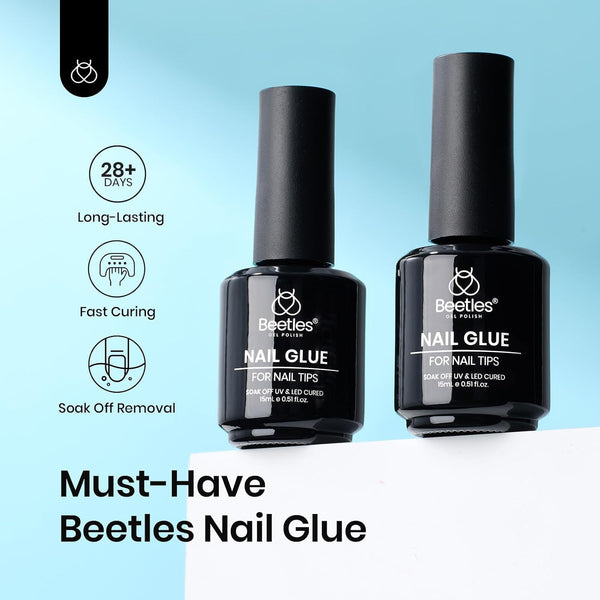 Beetles Gel Polish 9 in 1 Gel Nail Glue for Clear Acrylic Nail Tips | 2Pcs 15ml Long Lasting Nail Gel Kit for False Nails Tips, Base Blooming Nail