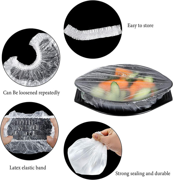 UPGRADED THICKENED-Fresh Keeping Bags, Stretch Plastic Wrap Bowl Cover, Reusable Plastic Wrap for Food, Universal Kitchen Wrap Fresh Keeping Bags