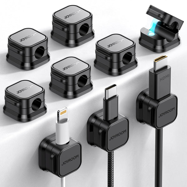 9 Pack Magnetic Cable Clips [Cable Smooth Adjustable] Cord Holder, Under Desk Cable Management, JOYROOM Adhesive Wire Holder Keeper Organizer for