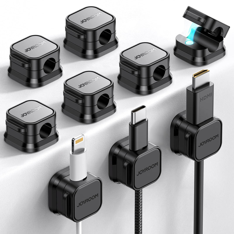 9 Pack Magnetic Cable Clips [Cable Smooth Adjustable] Cord Holder, Under Desk Cable Management, JOYROOM Adhesive Wire Holder Keeper Organizer for