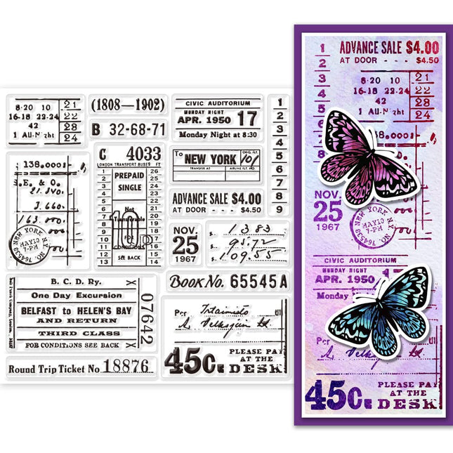 GLOBLELAND Vintage Text Background Transparent Clear Stamps Retro Numbers Embossing Stamp Sheets Silicone Clear Stamps S