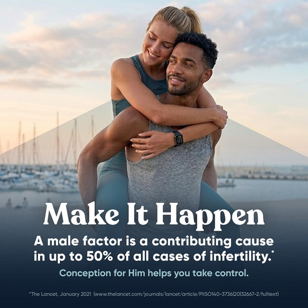 Eu Natural Conception for Him - Male Fertility Supplements with Ashwagandha, Folate & Zinc - Sperm Count, Motility & Strength Support - Fertility