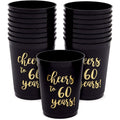 Sparkle and Bash 30th Birthday Cups & Plastic Tumblers - 16 Pack, 16 Oz, Black, Cheers To 30 Years - Party Favors & Wedding Anniversary Celebrations