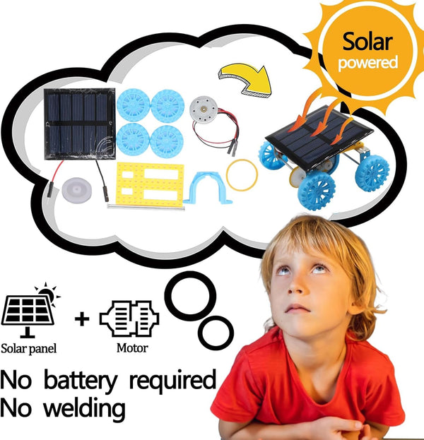 4 in 1 Solar Power & Electric Motor STEM Kits,Science Experiment Projects for Kids Beginners,Electronic Assembly Solar Powered Toy Kit,Diy