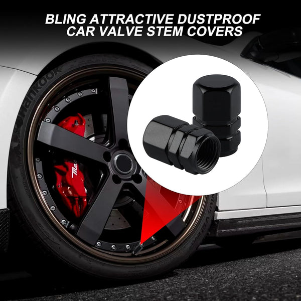 Aluminum Tire Stem Valve Caps Wheel Valve Covers Car Dustproof Tire Cap Cover Accessories, Universal for SUV, Car, Bike and Motorcycle, Hexagon