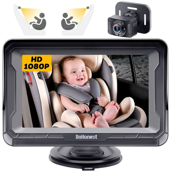 DoHonest Baby Car Camera HD 1080P - Rear-Facing Car Baby Monitor with Night Vision, Adjustable View Angle, Easy Setup, Anti-Glare Display, Safety