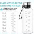 64 OZ Glass Water Bottle, Large Borosilicate Glass Drinking Bottles Black 64 Ounces