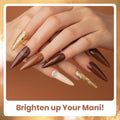 Beetles Nude Brown Gel Nail Polish Kit, 6 Colors Glitter Gold Nude Brown Neutral Beige Khaki Gel Nail Polish Set Roasted Chestnuts Collection Uv