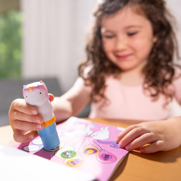 Melissa & Doug Sticker WOW!™ 24-Page Activity Pad and Sticker Stamper, 300 Stickers, Arts and Crafts Fidget Toy Collectible Character – Unicorn -