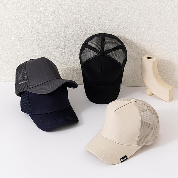 Oversize XXL Baseball Cap, Extra Large High Crown Hat for Big Heads 23.6"-25.6", Adjustable Plain Mesh Back Trucker Hat XX-Large-3X-Large Beige