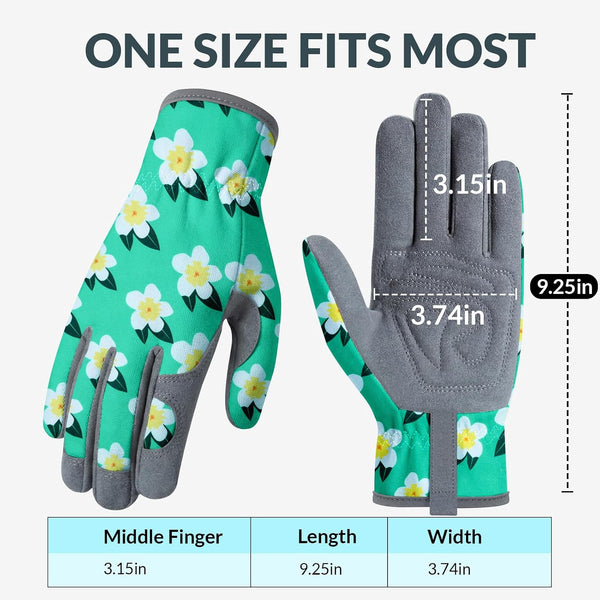 Baidast Gardening Gloves for Women, Breathable Leather Garden Gloves with Grip, Thorn Proof Work Gloves Women(medium)-green+yellow Medium (Pack of 1)