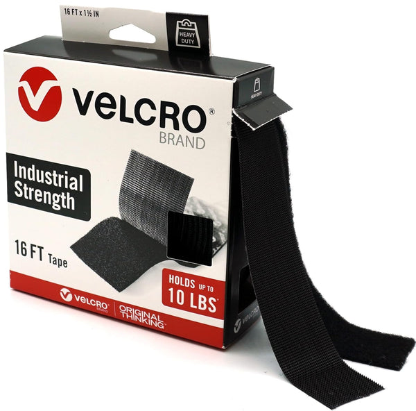 VELCRO Brand Heavy Duty Tape | 16 Foot Roll | Strong Sticky Back Adhesive Holds up to 10 Lbs | Industrial Strength Fasteners for Indoor or Outdoor