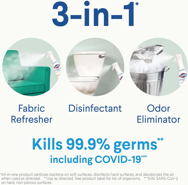 Clorox Disinfecting Mist, Eucalyptus Peppermint, Household Essentials, 1 Spray and 1 Refill, 16 Oz Each