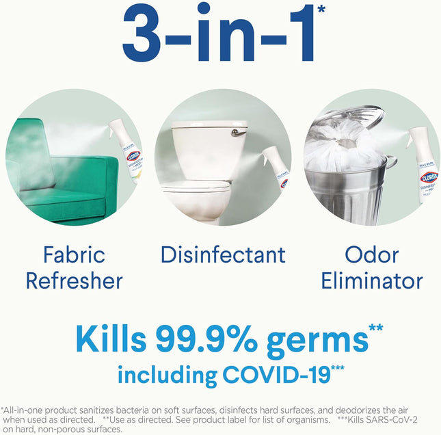 Clorox Disinfecting Mist, Lemon and Orange Blossom, 1 Spray and 1 Refill, 16 oz Each 16 Fl Oz (Pack of 2) Lemon Orange B