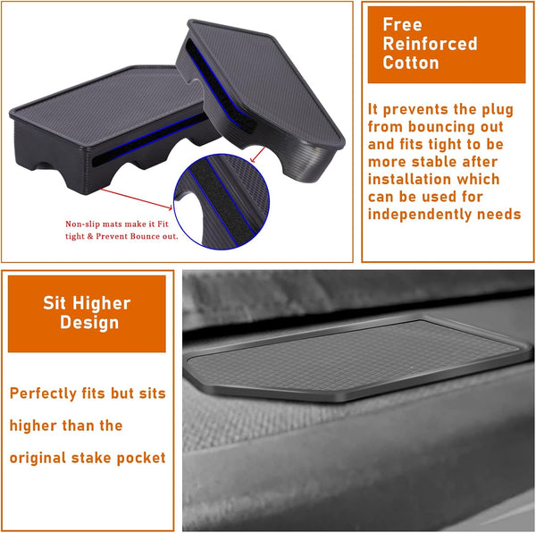 Bed Rail Stake Pocket Covers for GMC Sierra 1500/Chevy Silverado 1500 2019-2024 & Silverado/Sierra 2500/3500HD 2020 2021 2022 2023 2024 2025 Rear