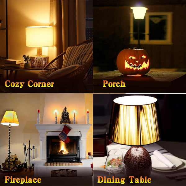 Flame Effect Bulb with Gravity Sensor Realistic Flickering Fire & Upside Down Effect, 4 Lighting Modes, E26 Base - for Halloween Decorations,