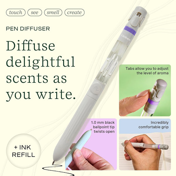 Lifelines Pen Diffuser, in Bloom - 1Mm Black Ballpoint Pen with Scented Essential Oil Blends Ã¢ÂÂ Aromatherapy Diffuser & Sensory Immersion Diffuse