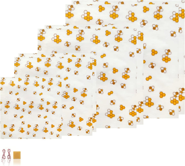 Beeswax Food Wrap (Set of 7) Sustainable Alternative to Aluminum Foil and Albal Paper - for Fruits, Vegetables, Bread, C
