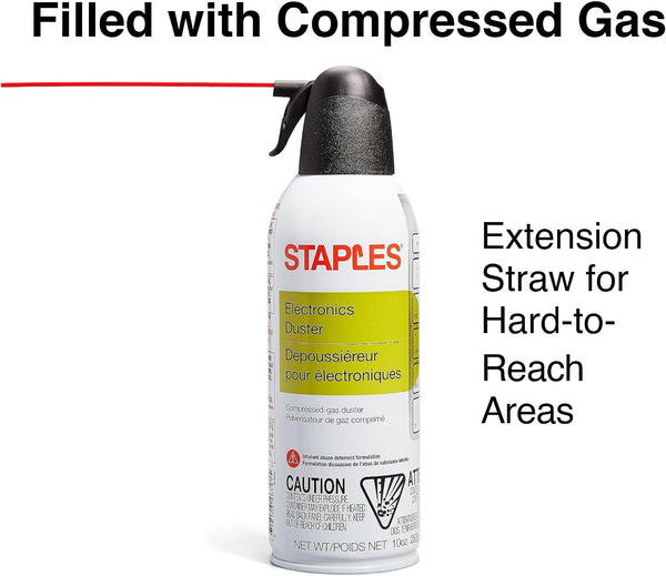 Staples Compressed Air Duster, 10 oz Can, Electronics & Keyboards, Office