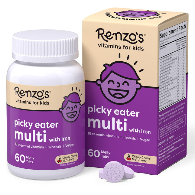 Renzo'S Picky Eater Kids Multivitamin with Iron, Dissolving Kids Vitamins with V