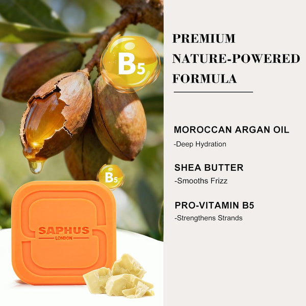 Argan Oil Bar Shampoo and Conditioner Set for Strengthening, Cleansing & Moisturizing Dry & Curly Hair,Travel Size, Zero Waste, 2pc Set