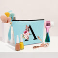 Vavabox A-Z Personalized Makeup Bag, Birthday Gifts for Women Mom, Gifts for Best Friend, Bride Bridesmaid Cosmetic bag (A, Aqua) Aqua A