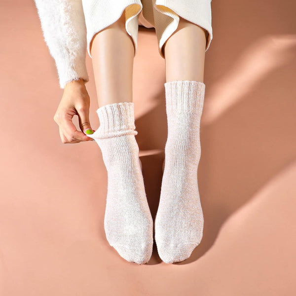 Pleneal Wool Socks for Women, Womens Warm Winter Hiking Crew Boot Socks 7 Pairs Solid Color, 5-9
