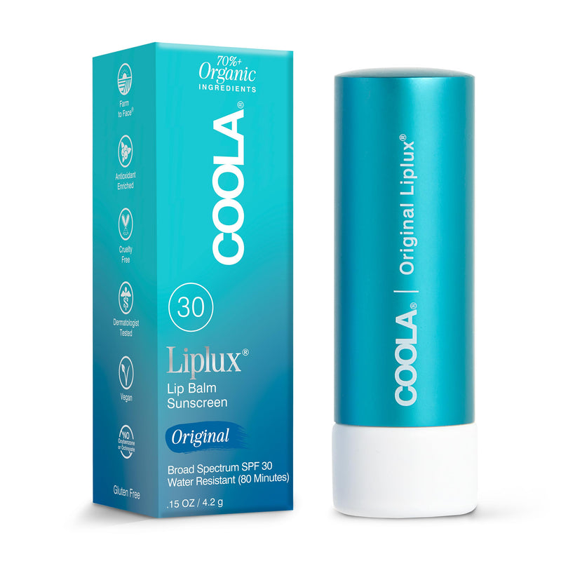COOLA Organic Liplux Lip Balm and Sunscreen with SPF 30, Dermatologist Tested Lip Care for Daily Protection, Vegan and Gluten Free, 0.15 Oz 0.15