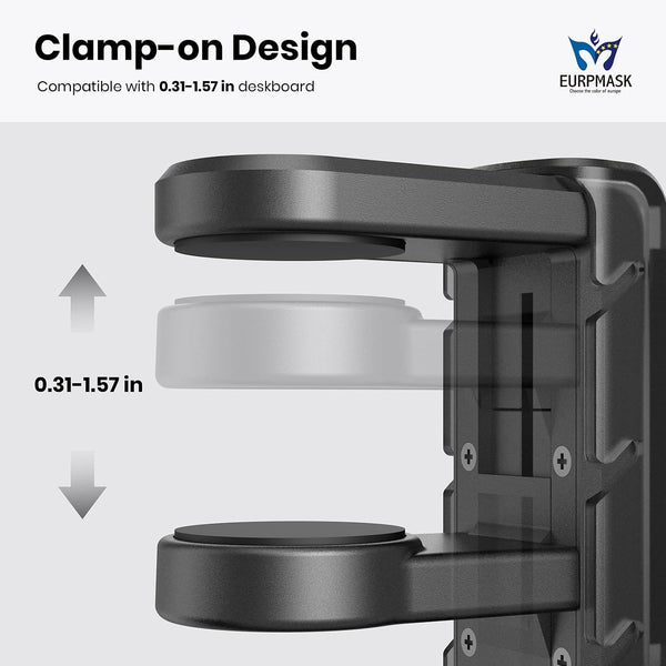 3-in-1 Headset&Controller Holder - EURPMASK Upgraded PC Gaming Headset Stand, Adjustable Clamp-on Headphone Holder,Headphone Controller Hook Under
