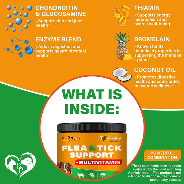 Flea and Tick Prevention Chewable Pills for Dogs - Revolution Oral Flea Treatment for Pets & Complex Multivitamin -Natural Pest Control & Defense