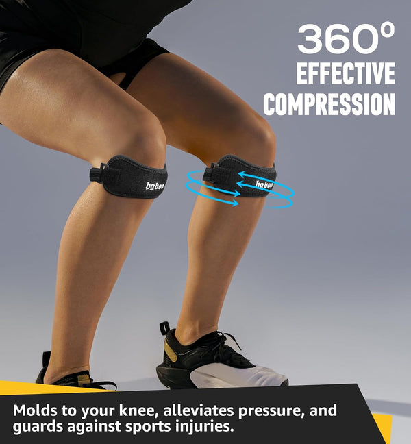 2-Pack Patella Tendon Knee Brace Straps, Adjustable Knee Support Patella Stabilizer for Pain Relief, Jumpers Knee, Tendonitis, Arthritis, Running,
