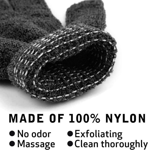 6Pairs Exfoliating Gloves - Premium Black Scrub Wash Mitt for Bath or Shower - Luxury Spa Exfoliation Accessories for Beauty Spa Massage, Suitable