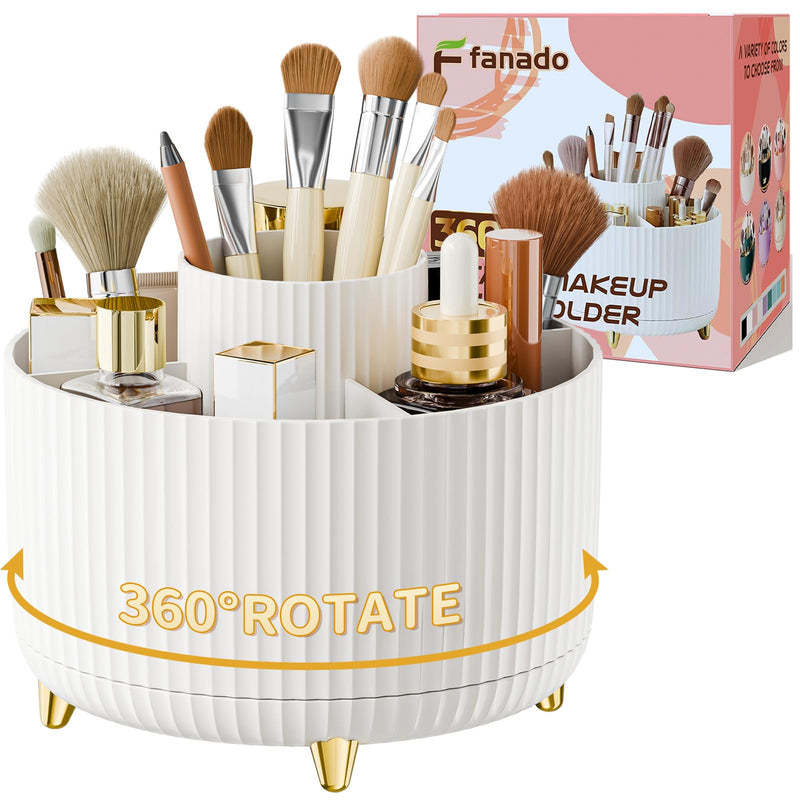 fanado 360° Rotate Makeup Brush Holder Organizer, Makeup Organizers Countertop, Makeup organization and Skincare Storage for Vanity, Desktop,